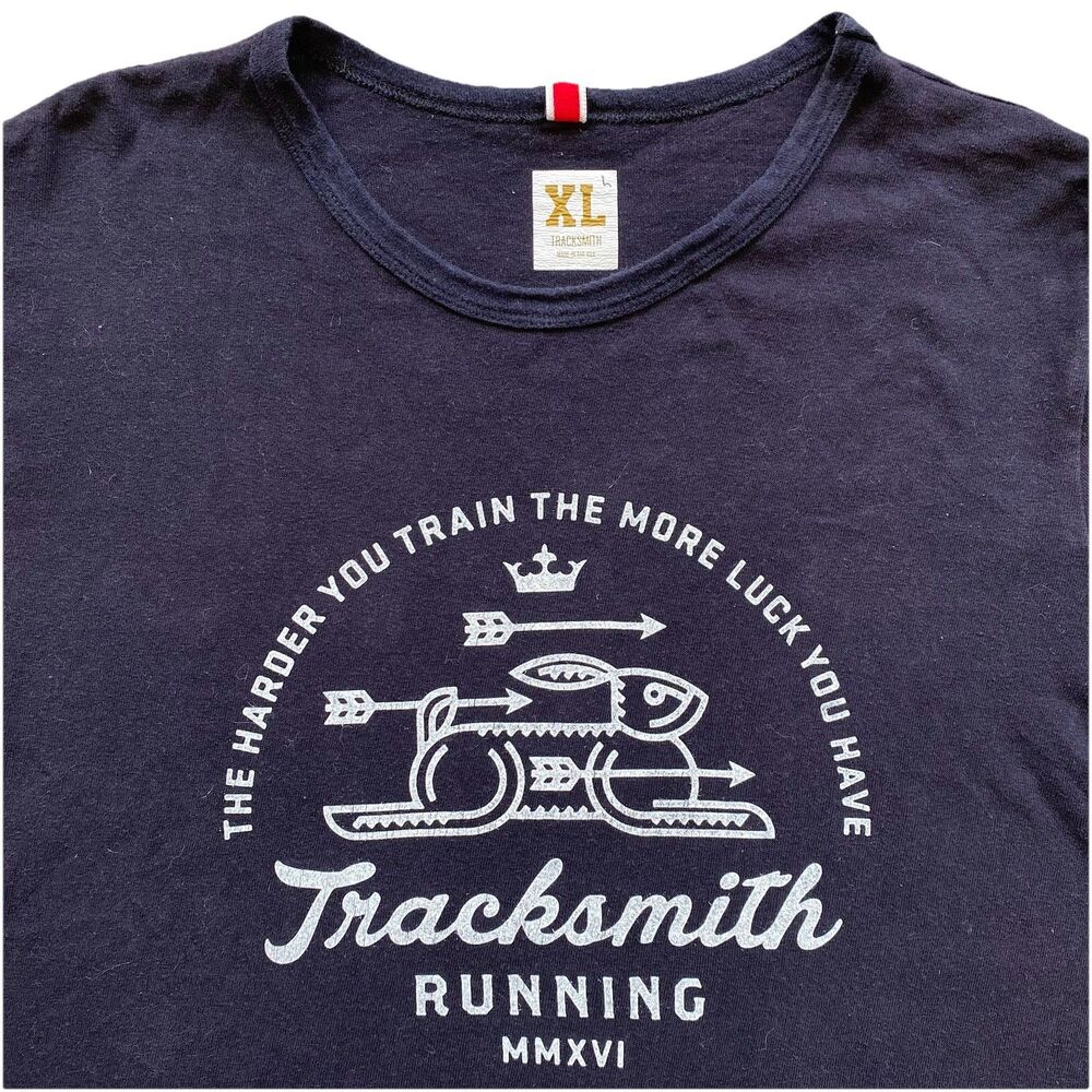 Tracksmith Grayboy T Shirt Rabbit XL Black Hare Cotton Rayon Run Short Sleeve